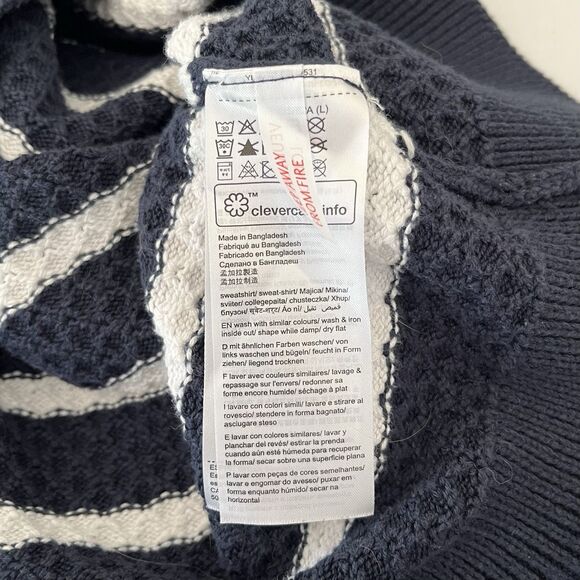 Esprit Preppy Striped Sweater Womens L Nautical Bobble Textured Crew Pullover - Picture 6 of 10